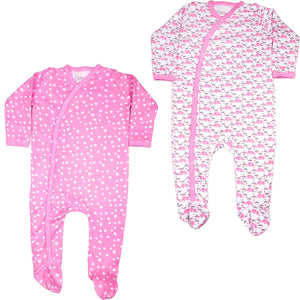 123 Bear 2 Pack Footed Sleep-N-Play PJs Rompers Jumpsuit100% Cotton with Mitten Cuffs Unisex Boys Girls