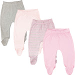 Load image into Gallery viewer, 123 Bear Cotton Spandex Baby Pants with feet / Baby leggings with Feet - 4 Pack