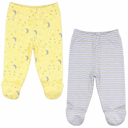 123 Bear 100% Cotton Baby Pants with Footies - 2 Pack