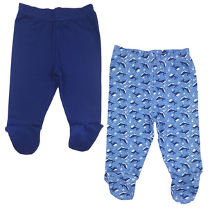 123 Bear 100% Cotton Baby Pants with Footies 100% Cotton Unisex Boys Girls - 2 Pack