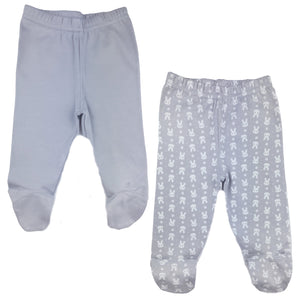 123 Bear 100% Cotton Baby Pants with Footies 100% Cotton Unisex Boys Girls - 2 Pack