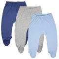 123 Bear Cotton Spandex Baby Pants with feet- 3 Pack(Boys)