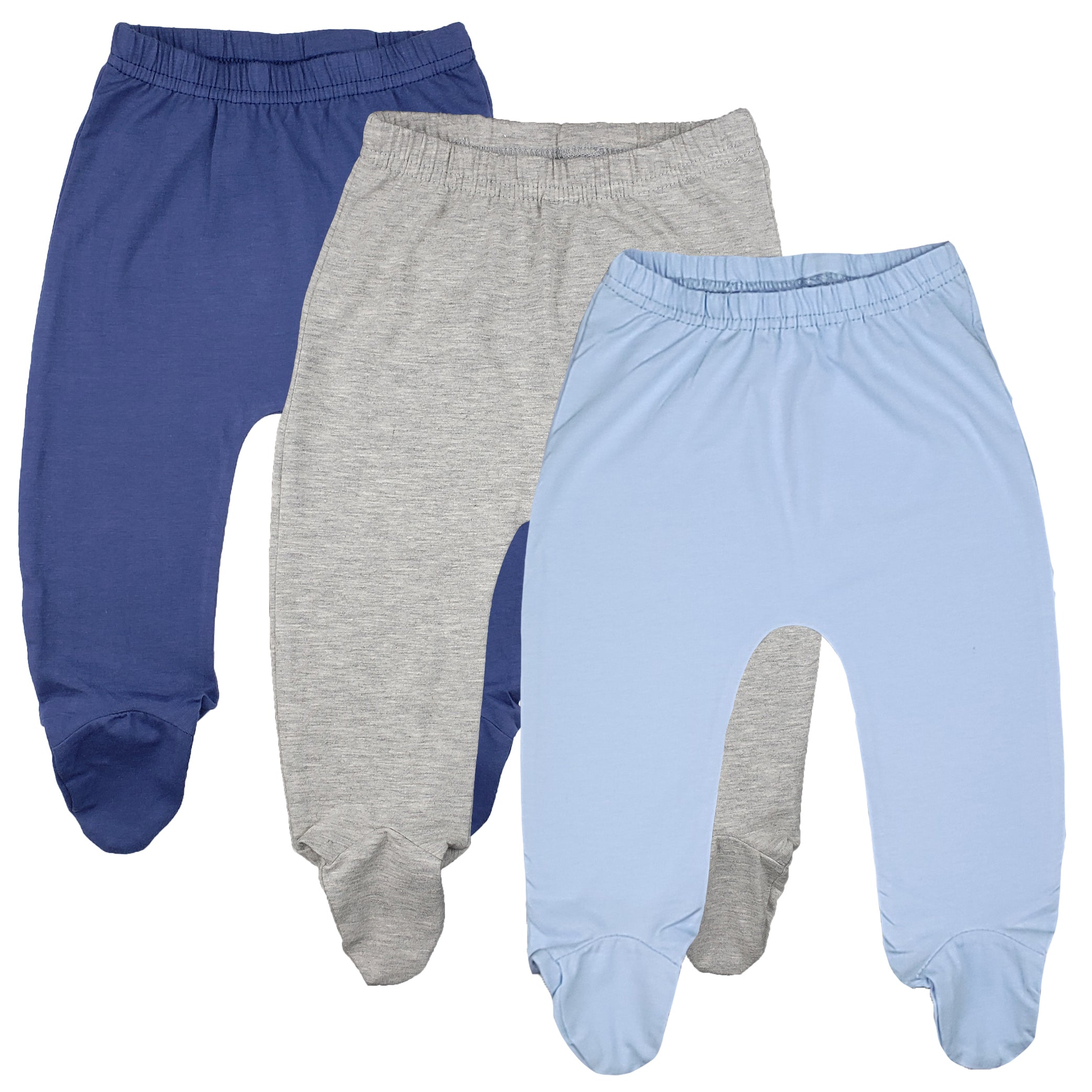 123 Bear Cotton Spandex Baby Pants with feet- 3 Pack