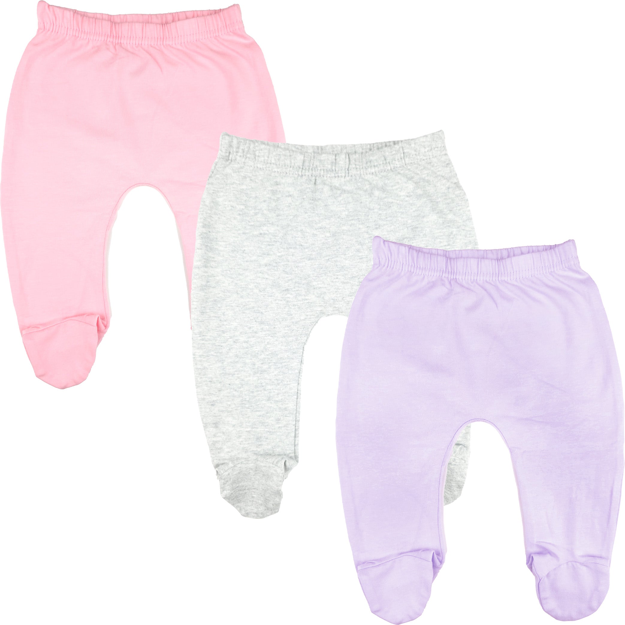 123 Bear Cotton Spandex Baby Pants with feet- 3 Pack