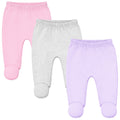 123 Bear Cotton Spandex Baby Pants with feet- 3 Pack(Girls)