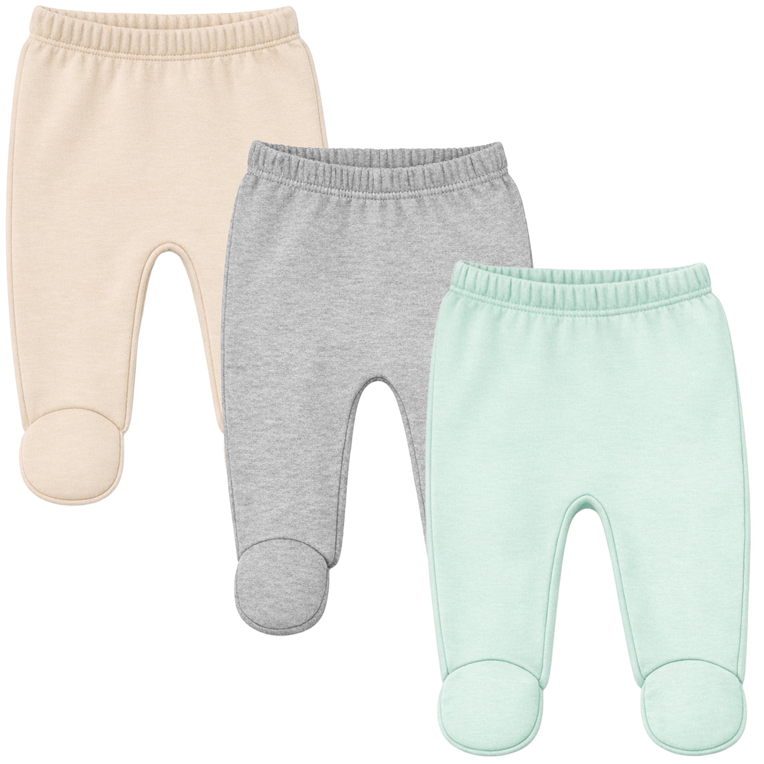 123 Bear Cotton Spandex Baby Pants with feet- 3 Pack(Unisex)