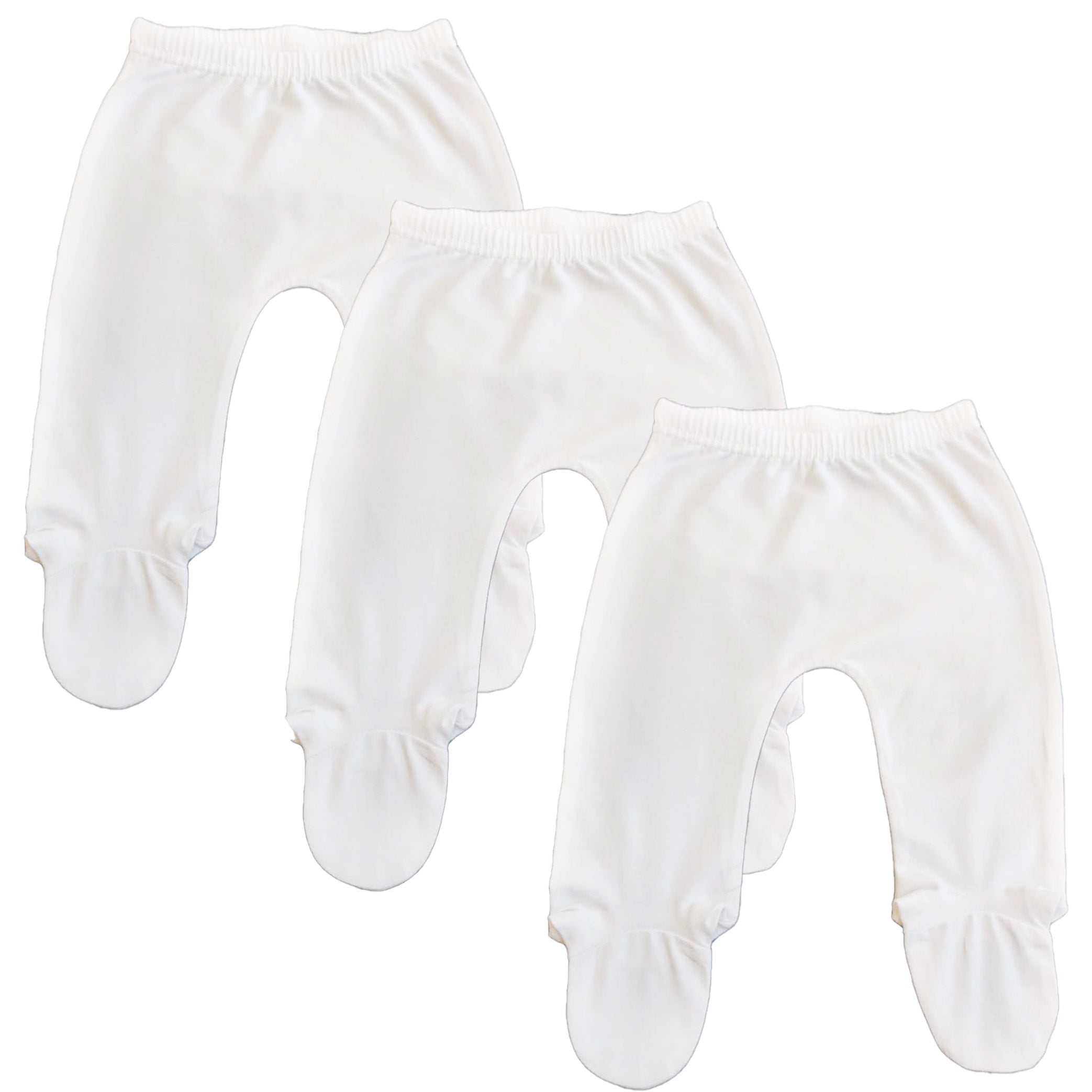 123 Bear Cotton Spandex Baby Pants with feet- 3 Pack