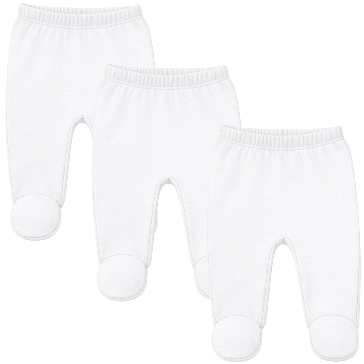 123 Bear Cotton Spandex Baby Pants with feet- 3 Pack(Unisex)