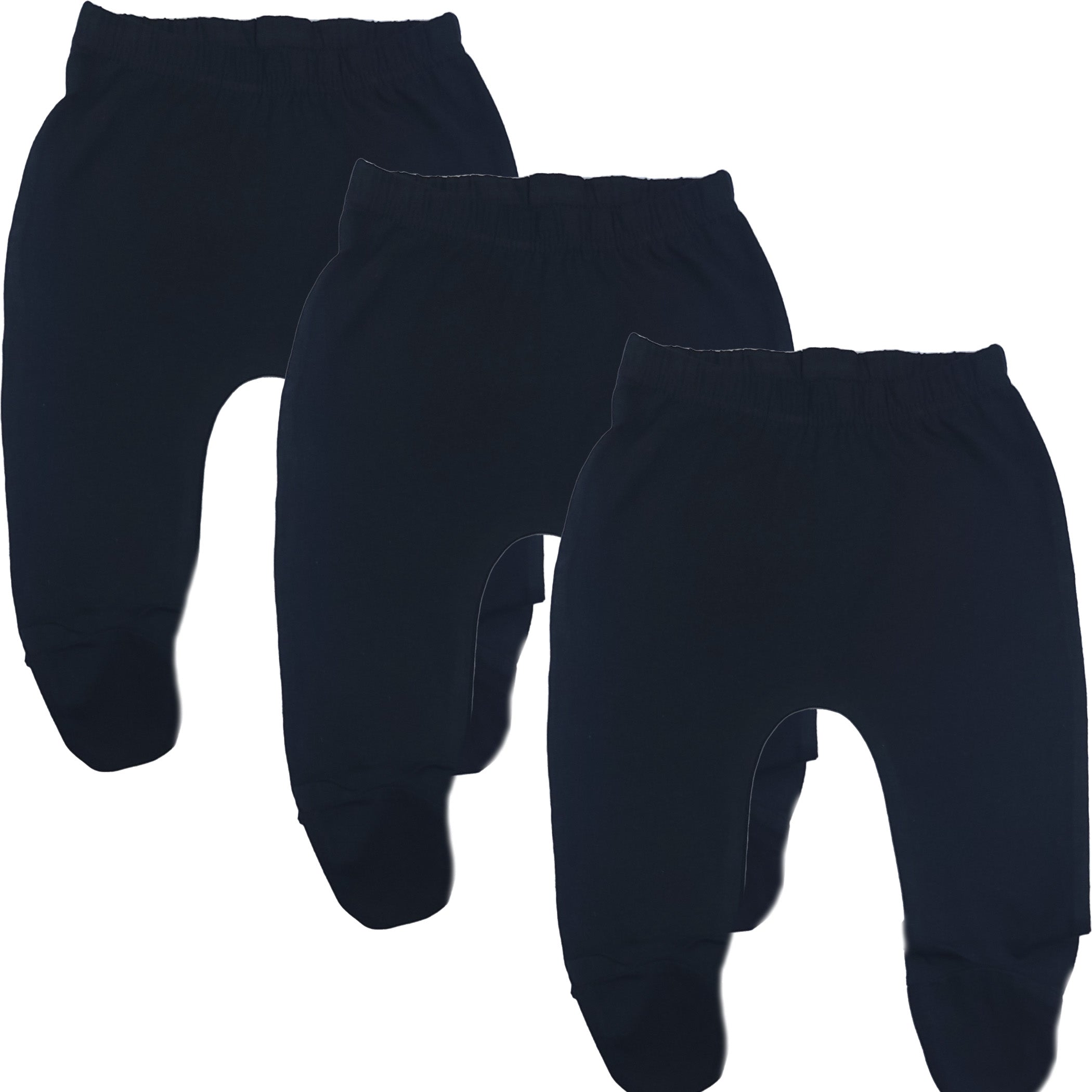 123 Bear Cotton Spandex Baby Pants with feet- 3 Pack