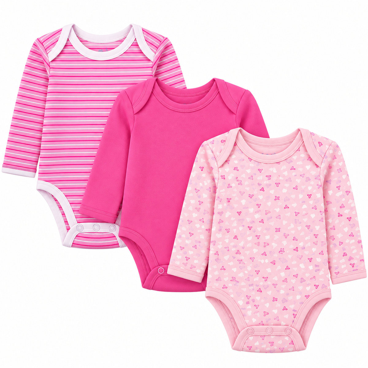 Cotton Spandex Baby Bodysuits-Long Sleeve Multipack