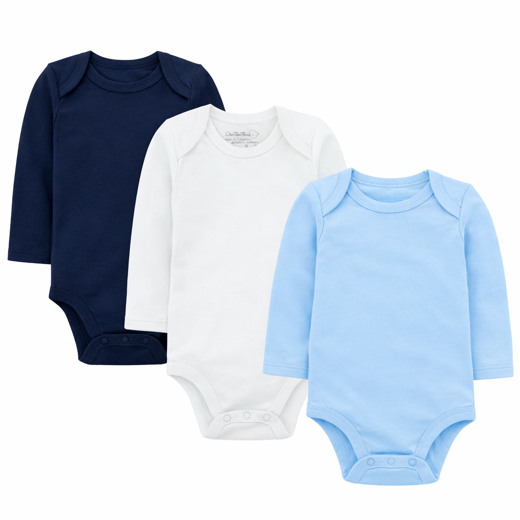 Cotton Spandex Baby Bodysuits-Long Sleeve Multipack