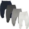 123 Bear Ultra-Soft Cotton Spandex Baby Pants with Feet- 4 Pack