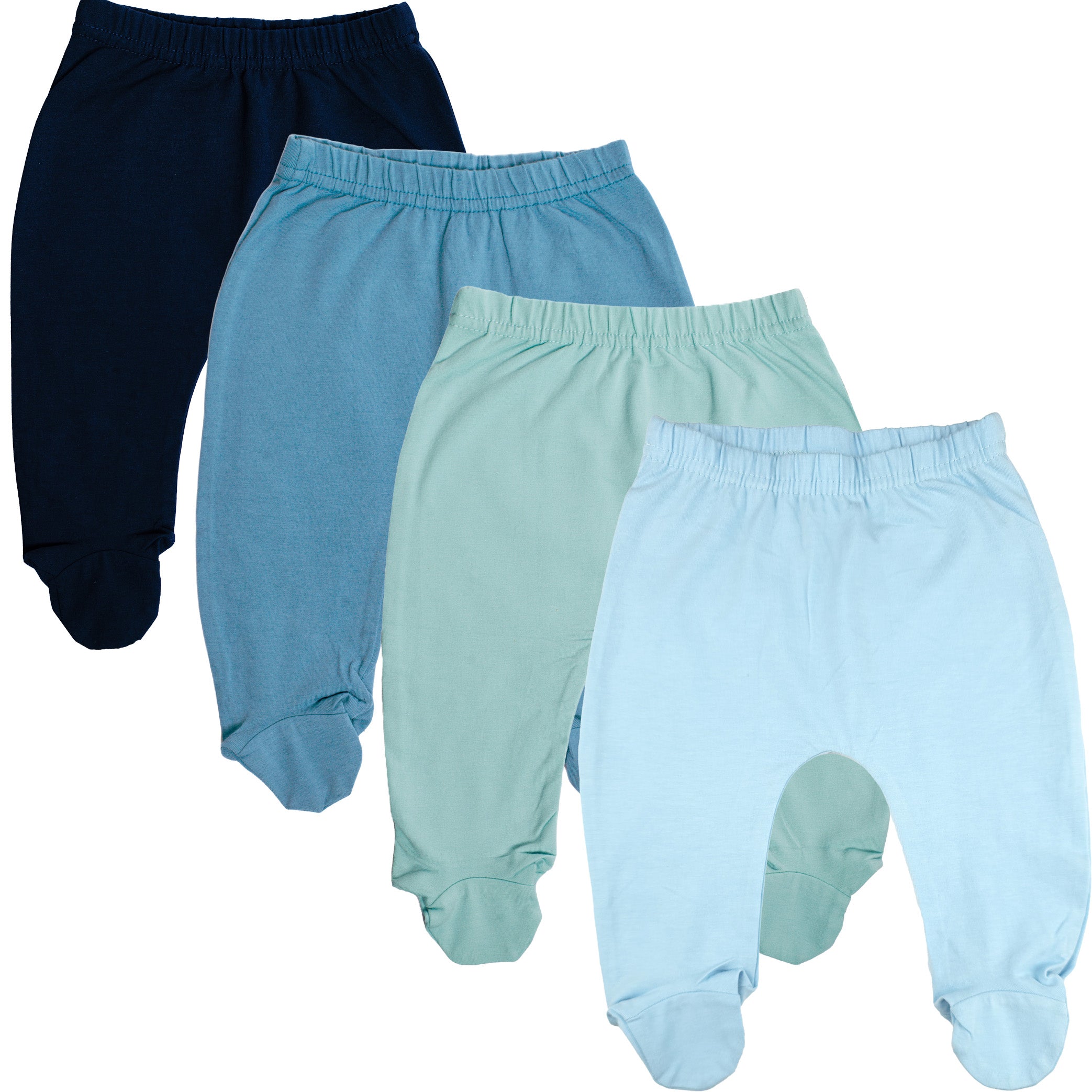 123 Bear Cotton Spandex Baby Pants with feet / Baby leggings with Feet - 4 Pack