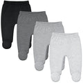 123 Bear Ultra-Soft Cotton Spandex Baby Pants with Feet- 4 Pack(Unisex)