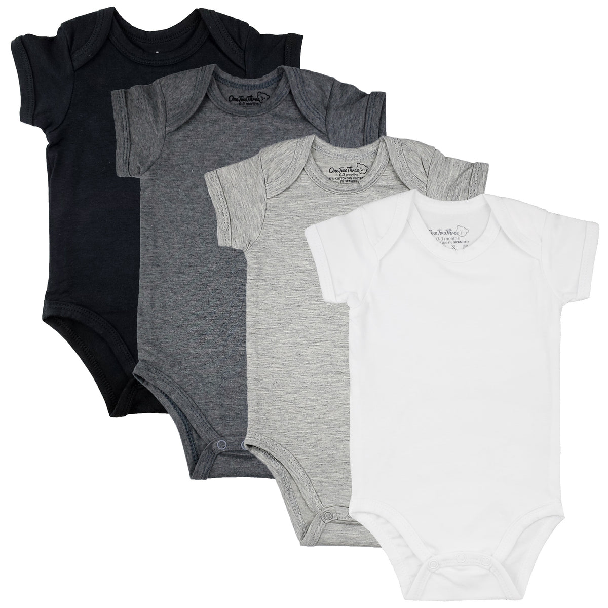 Cotton Spandex Baby Bodysuits- Short Sleeve Multipack