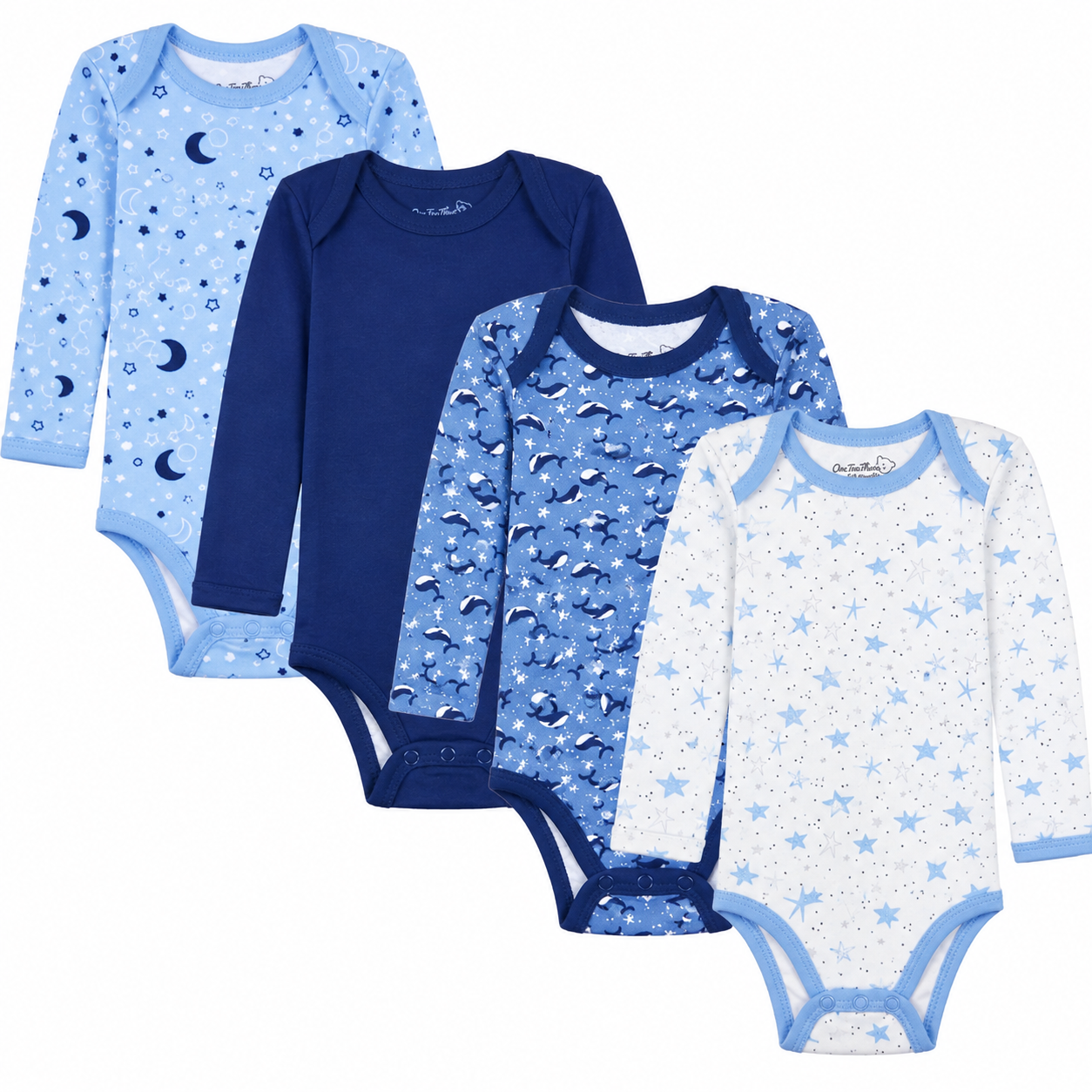 123 Bear Baby 100% Combed Cotton Bodysuits-Boys