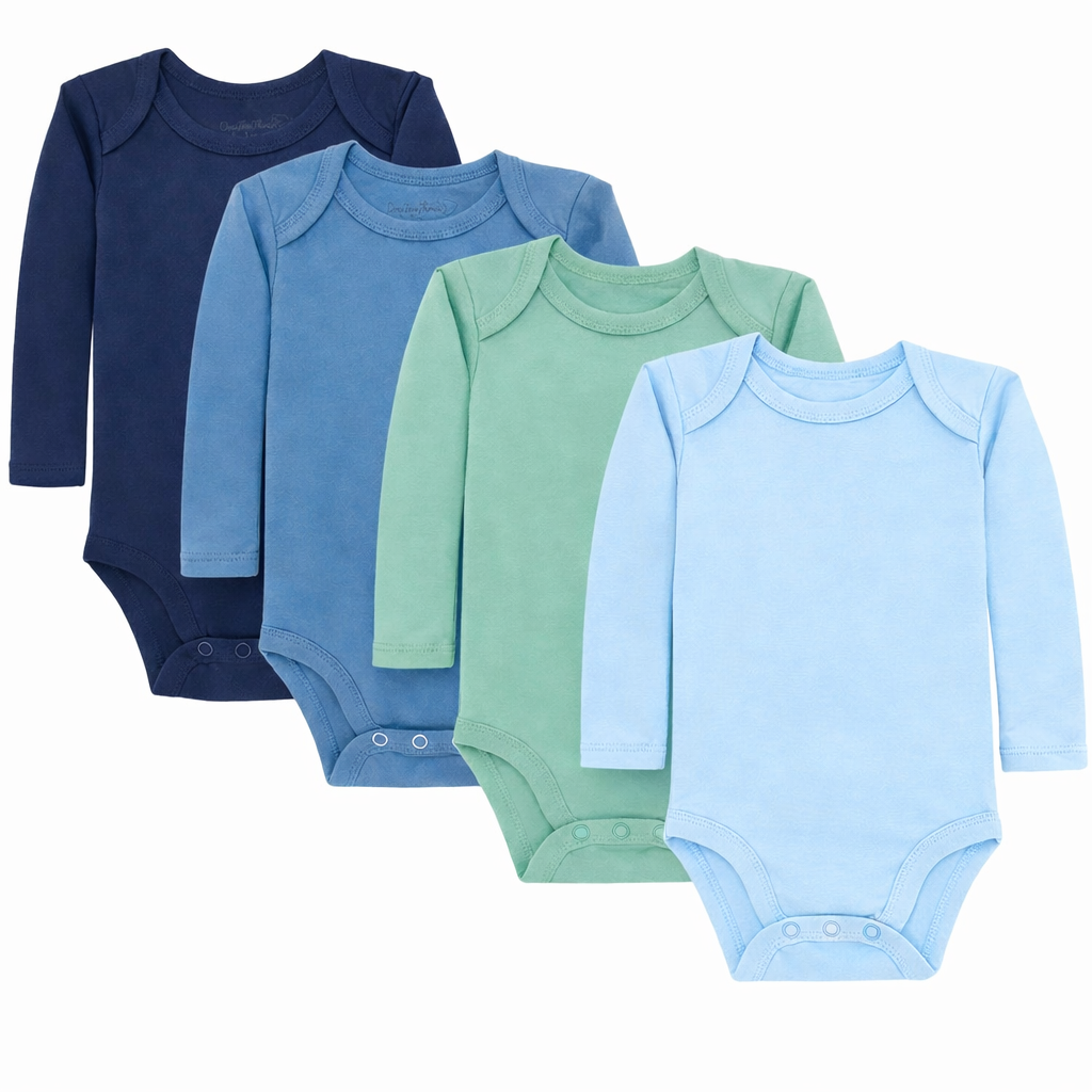 Cotton Spandex Baby Bodysuits-Long Sleeve Multipack