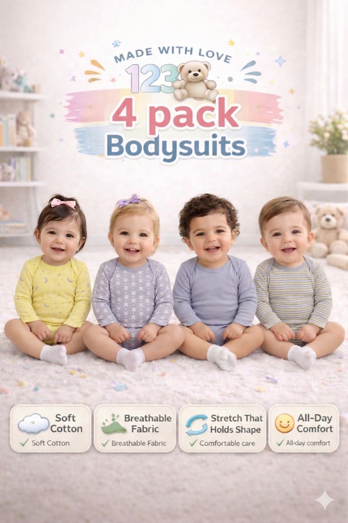 123 Bear Baby 100% Combed Cotton Bodysuits