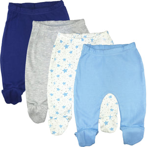 123 Bear 100% Cotton Baby Pants with Footies 100% Cotton Unisex Boys Girls