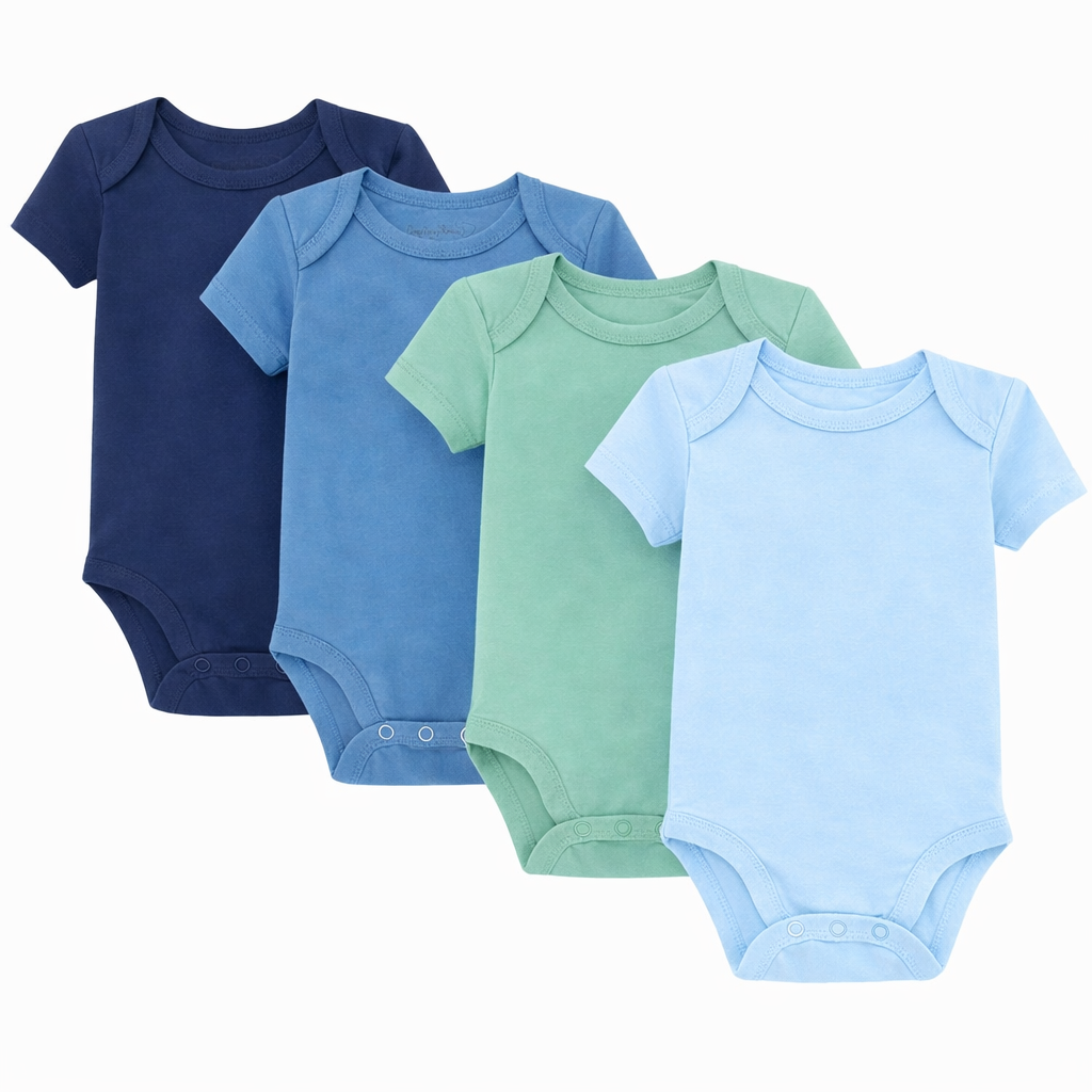 123 Bear Cotton Spandex Baby Bodysuits- Short Sleeve Multipack(Boys)