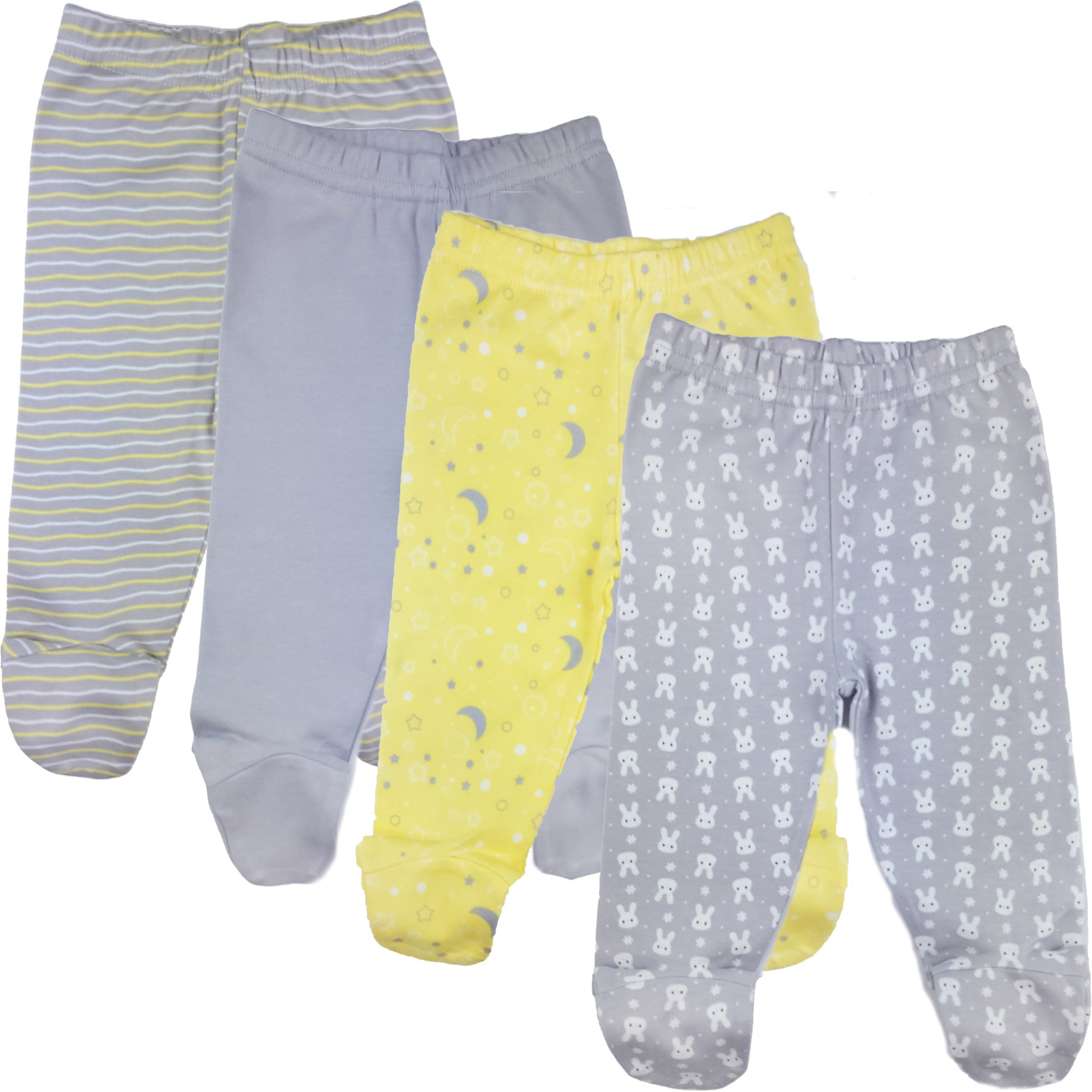 123 Bear 100% Cotton Baby Pants with Footies 100% Cotton Unisex Boys Girls