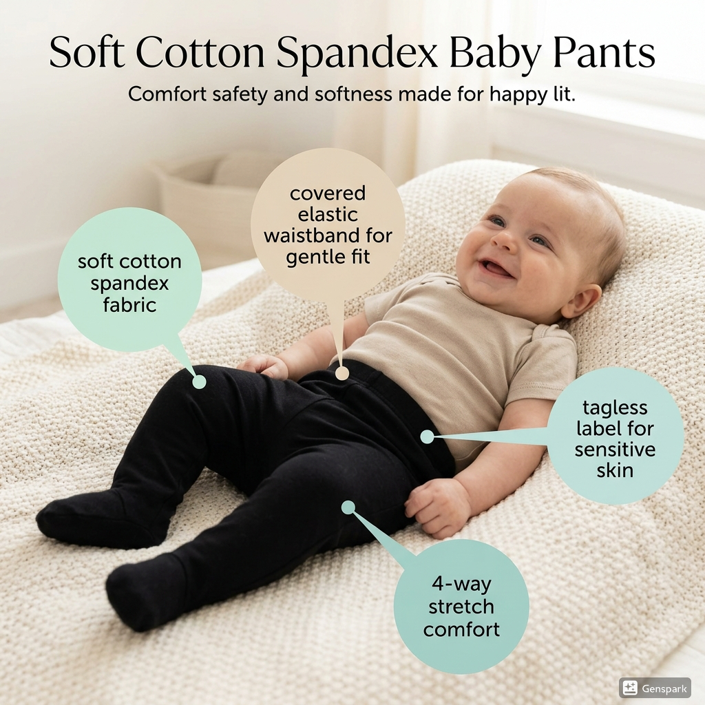 123 Bear Ultra-Soft Cotton Spandex Baby Pants with Feet- 4 Pack