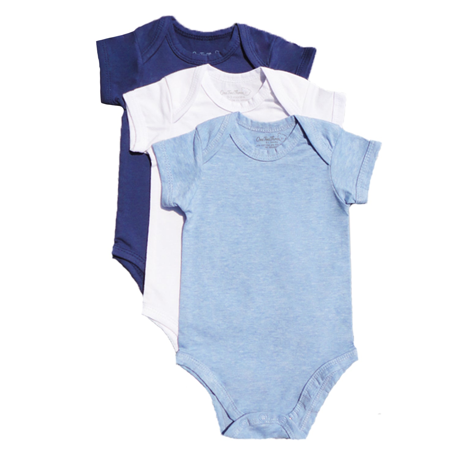 123 Bear Cotton Spandex Baby Bodysuits- Short Sleeve 3 Pack