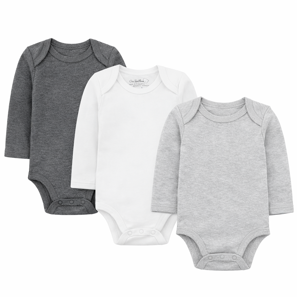 Cotton Spandex Baby Bodysuits-Long Sleeve Multipack