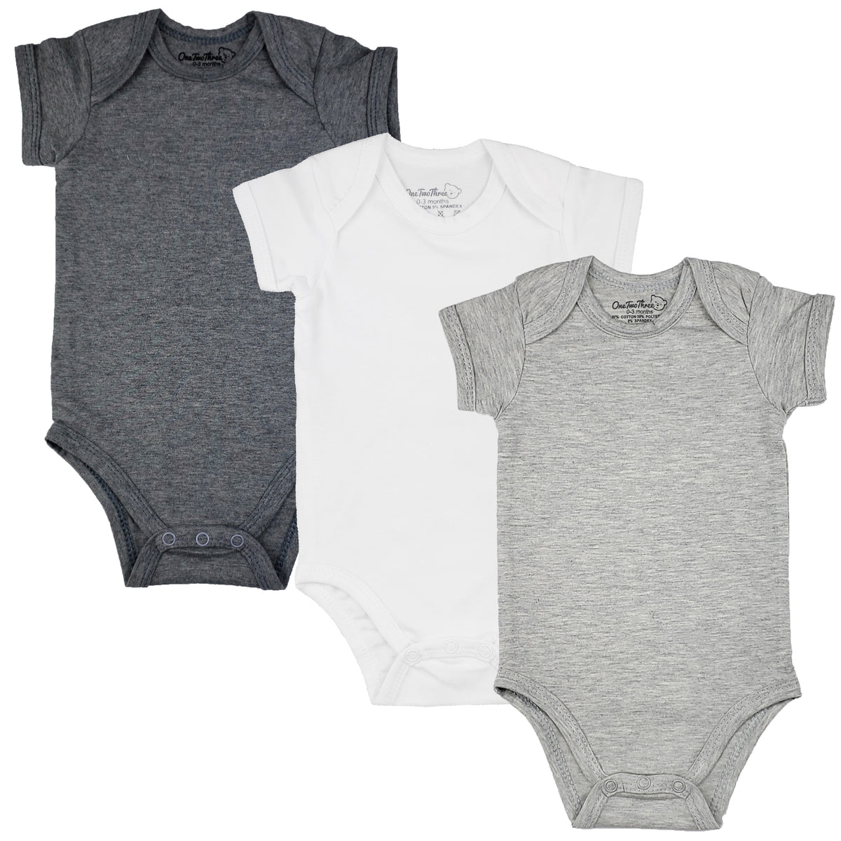 Cotton Spandex Baby Bodysuits- Short Sleeve Multipack