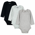 123 Bear Cotton Spandex Baby Bodysuits-Long Sleeve 3 Pack