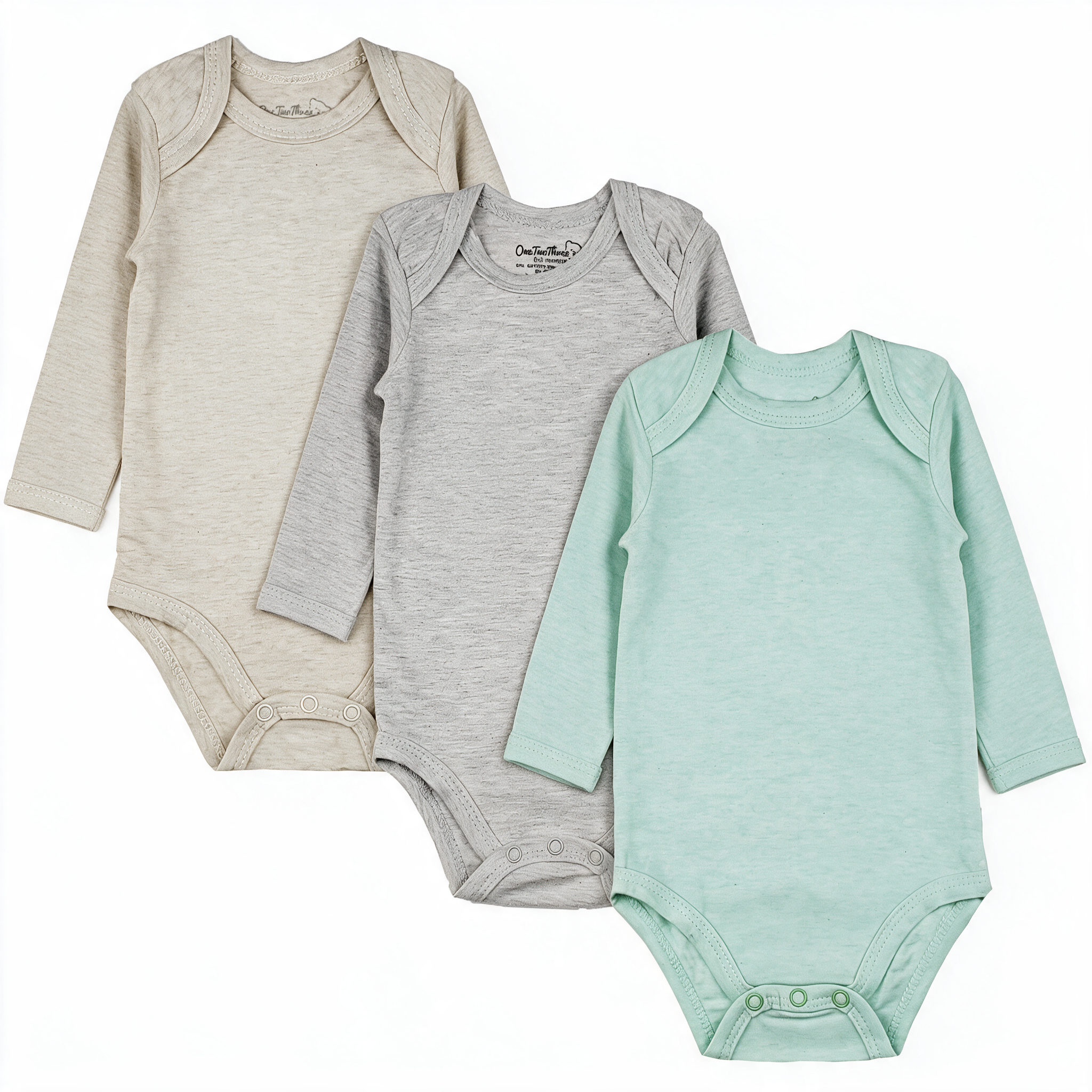 123 Bear Cotton Spandex Baby Bodysuits-Long Sleeve 3 Pack