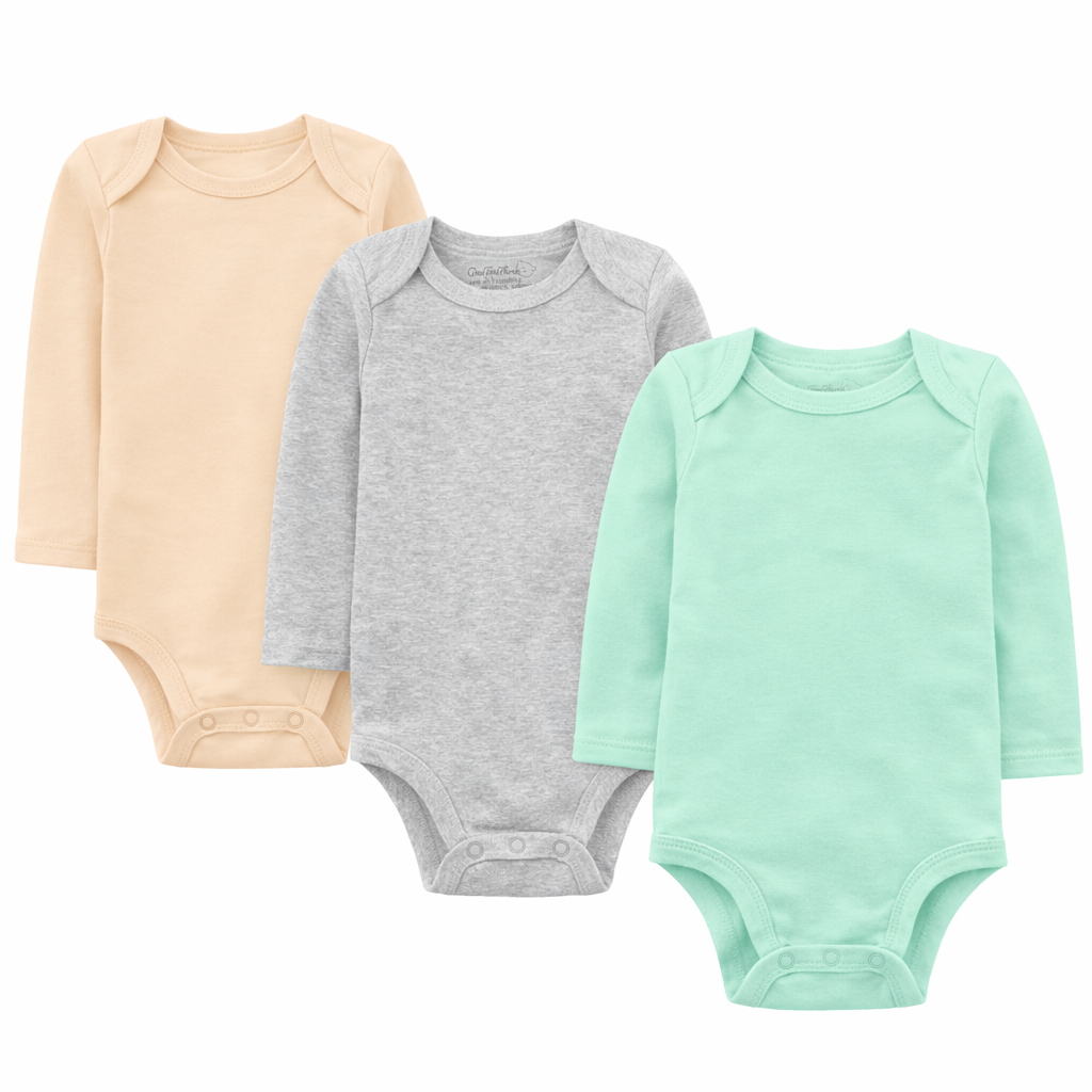 Cotton Spandex Baby Bodysuits-Long Sleeve Multipack