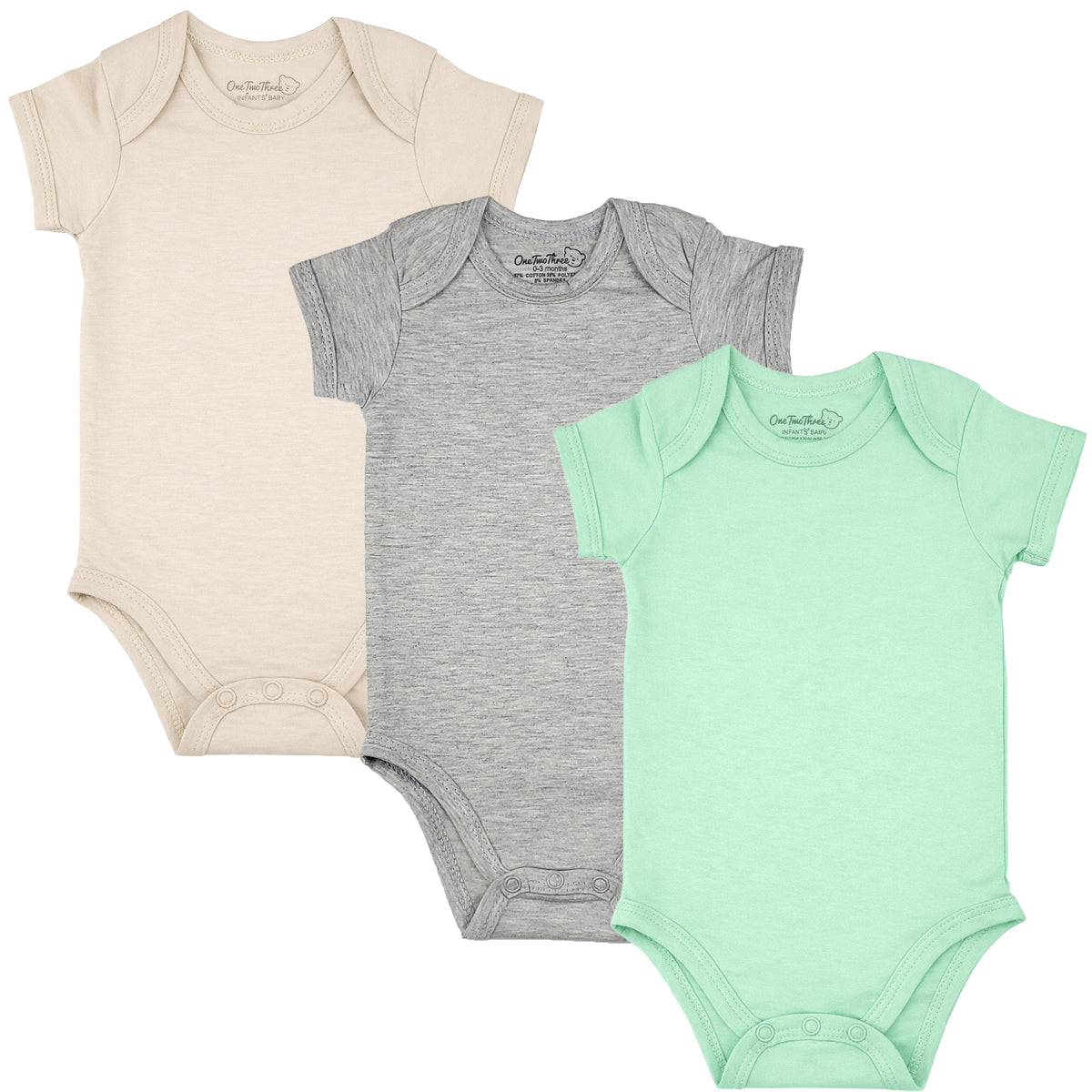 Cotton Spandex Baby Bodysuits- Short Sleeve Multipack