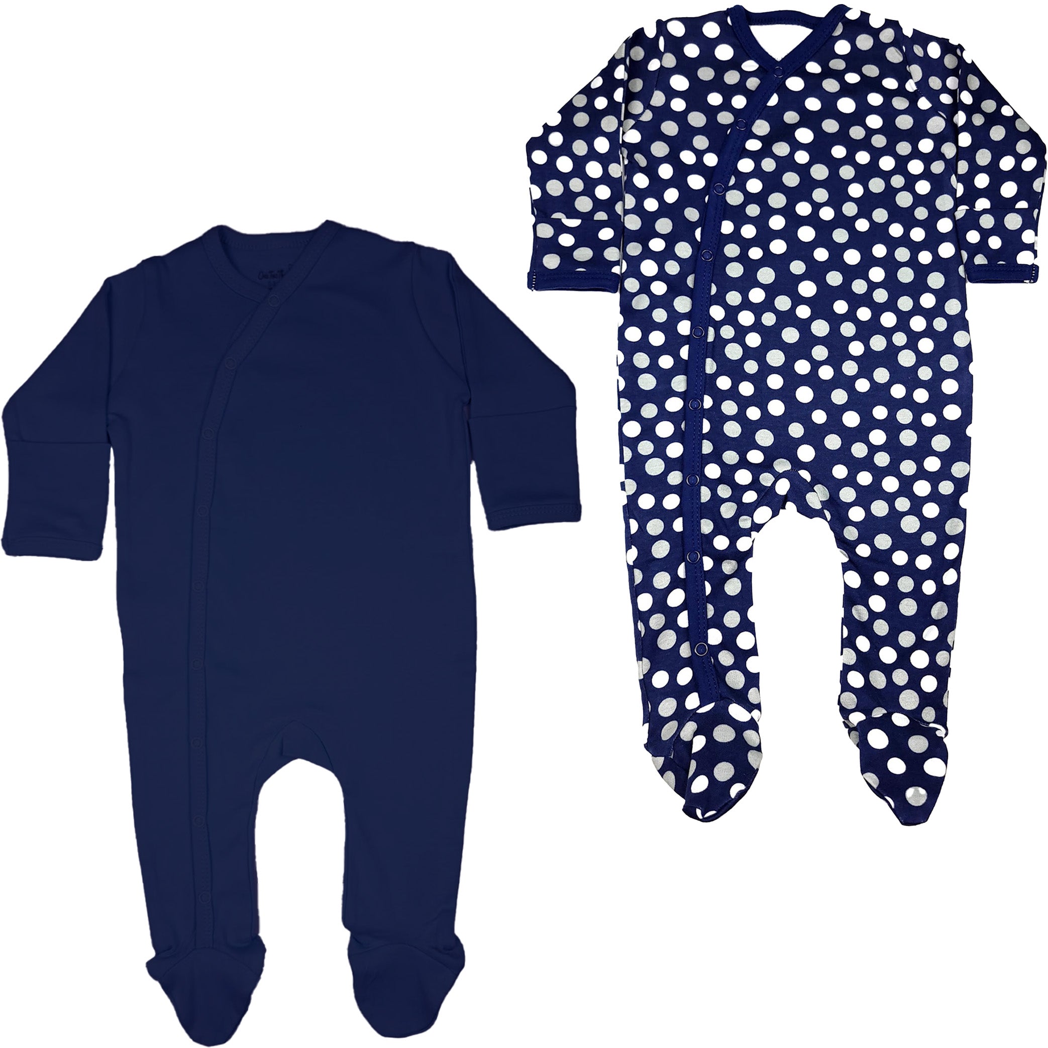 123 Bear 2 Pack Footed Sleep-N-Play PJs Rompers Jumpsuit100% Cotton with Mitten Cuffs Unisex Boys Girls