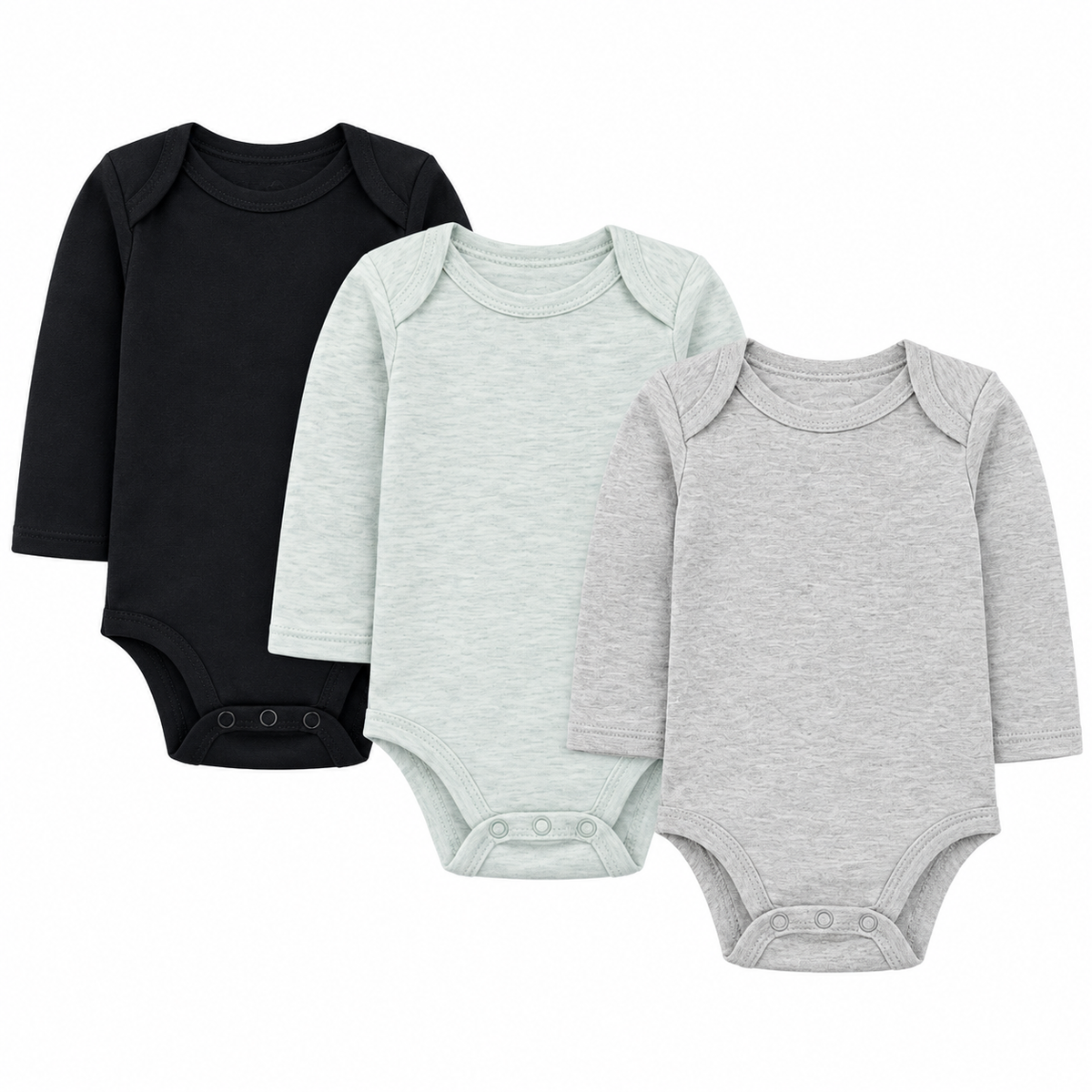 Cotton Spandex Baby Bodysuits-Long Sleeve Multipack