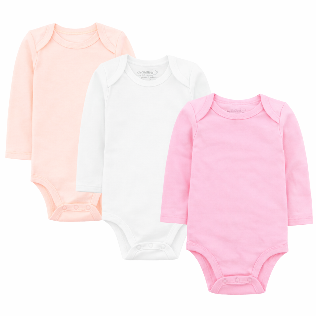 Cotton Spandex Baby Bodysuits-Long Sleeve Multipack