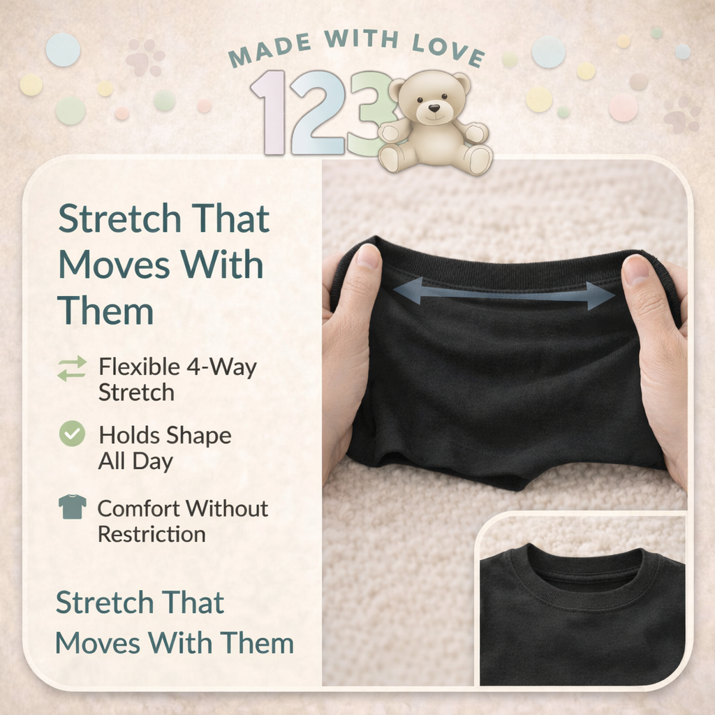 123 Bear Infant & Toddler Soft Cotton Spandex Short Sleeve T-Shirts, Plain Tees for Boys & Girls