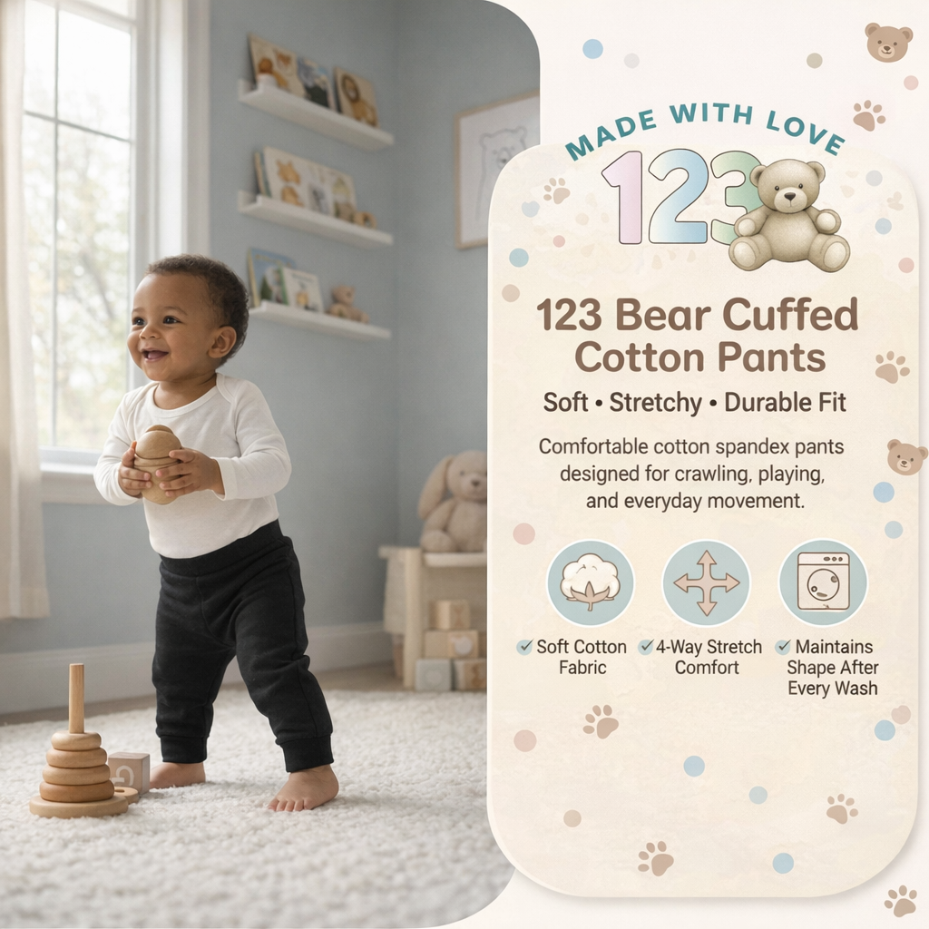 Cuffed Cotton Spandex Baby Pants