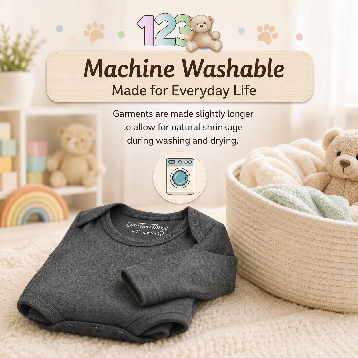 123 Bear Baby 100% Combed Cotton Bodysuits-Boys