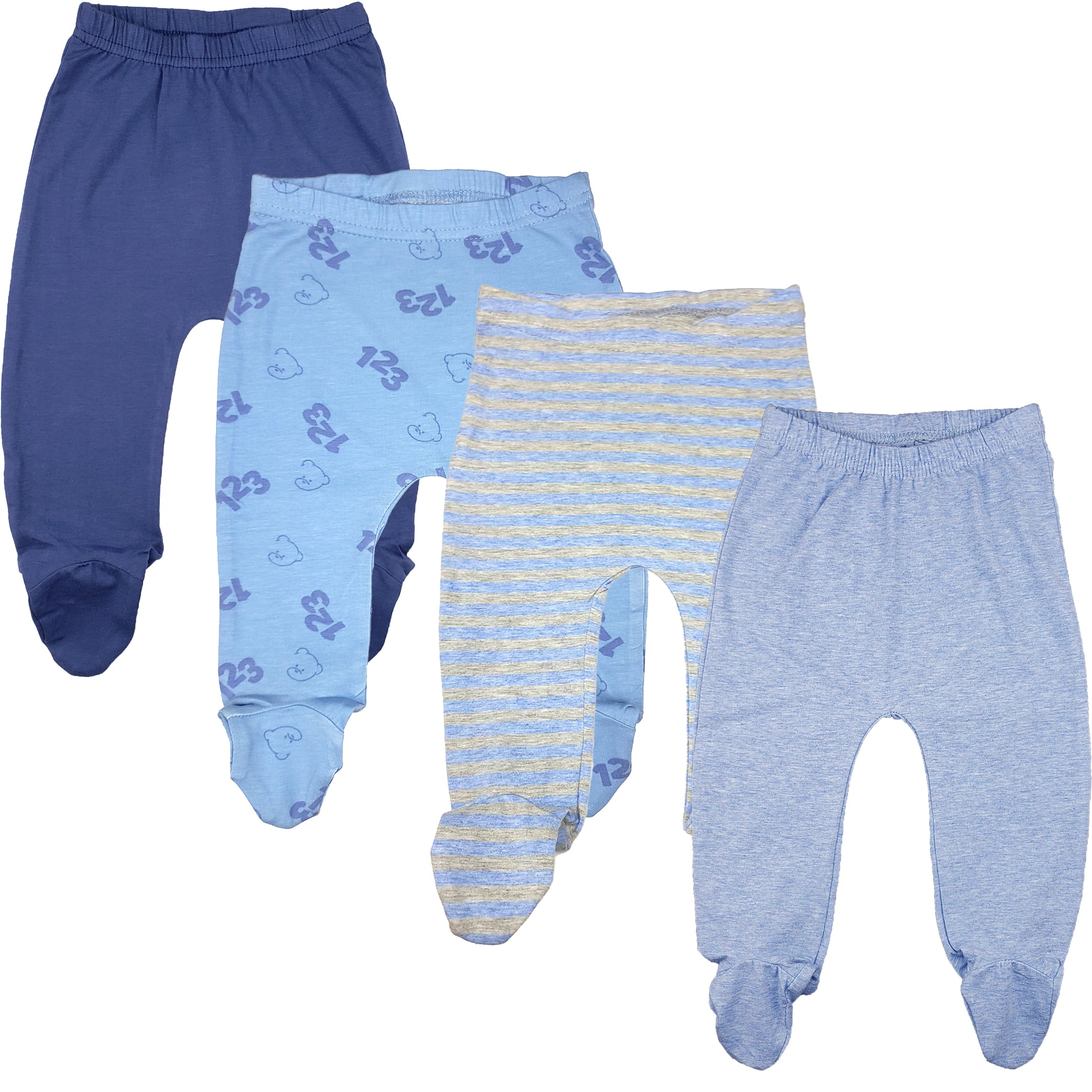 123 Bear Cotton Spandex Baby Pants with feet / Baby leggings with footies