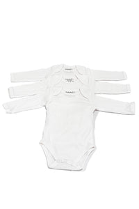 3 Pack Long Sleeve Baby Bodysuit White 100% cotton