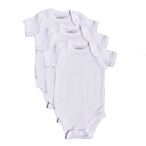 3 Pack Short Sleeve Baby Bodysuit White 100% cotton